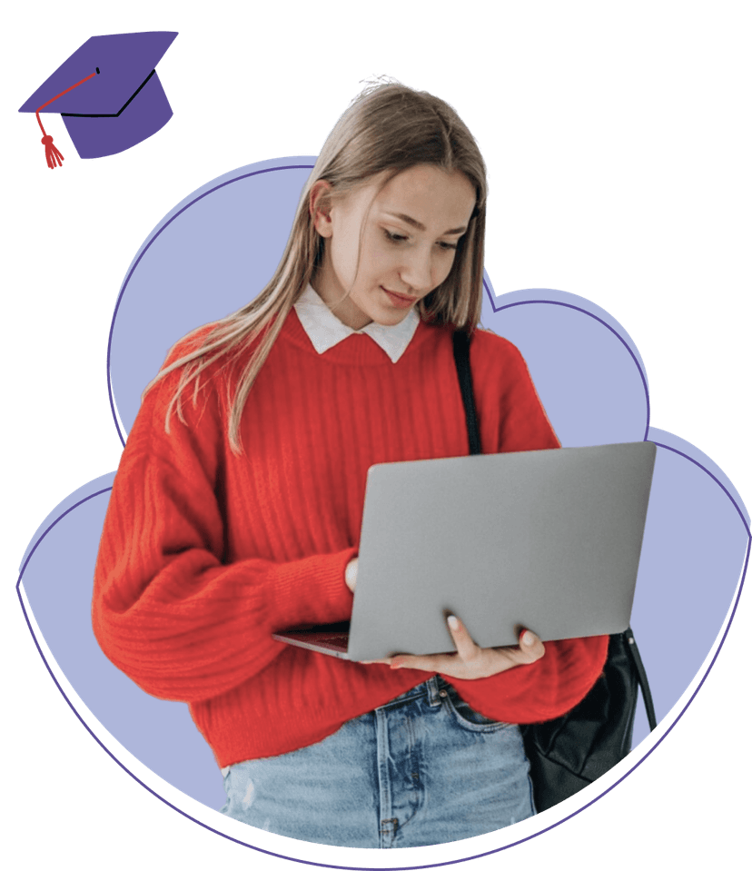 Estudante segurando um notebook
